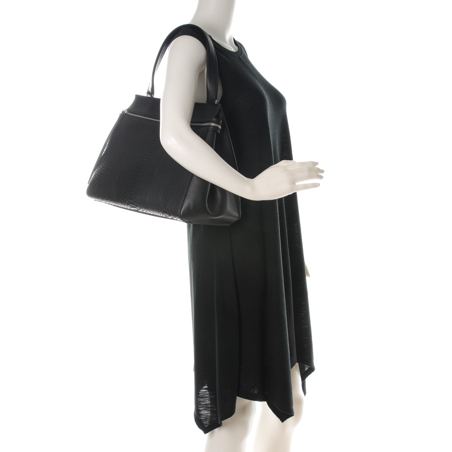Celine Python Smooth Calfskin Medium Edge Shoulder Bag Black 2 of 9