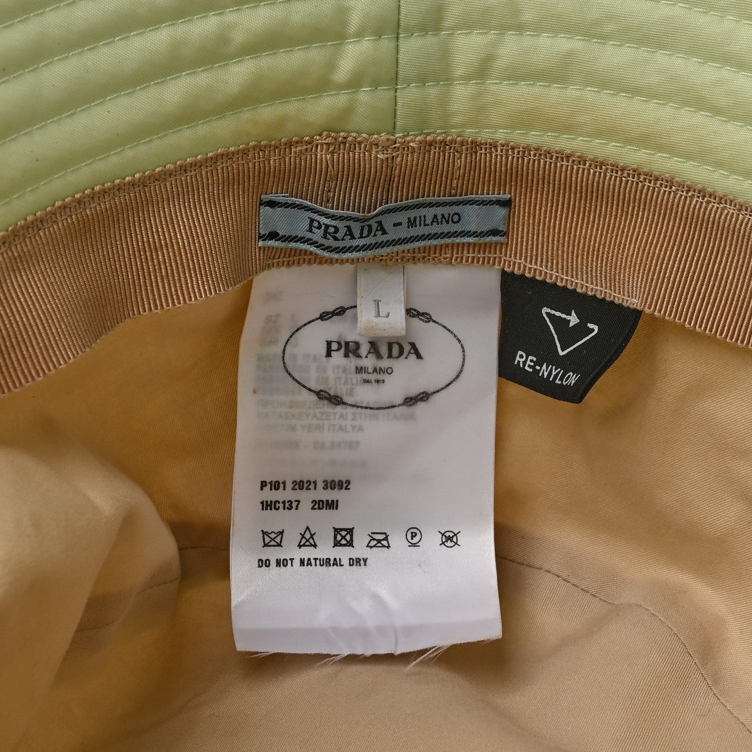 Prada Re-Nylon Metal Triangle Logo Womens Bucket Hat L Acqua 8 of 10