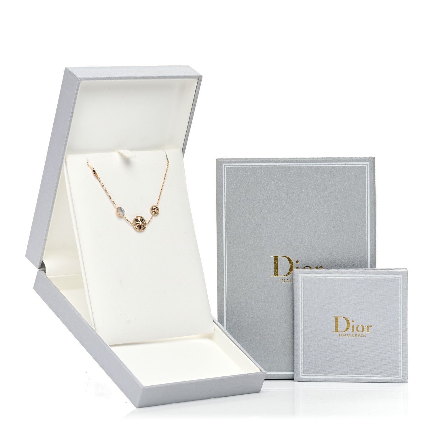 Christian Dior 18K Yellow Gold Diamond Mother of Pearl Rose Des