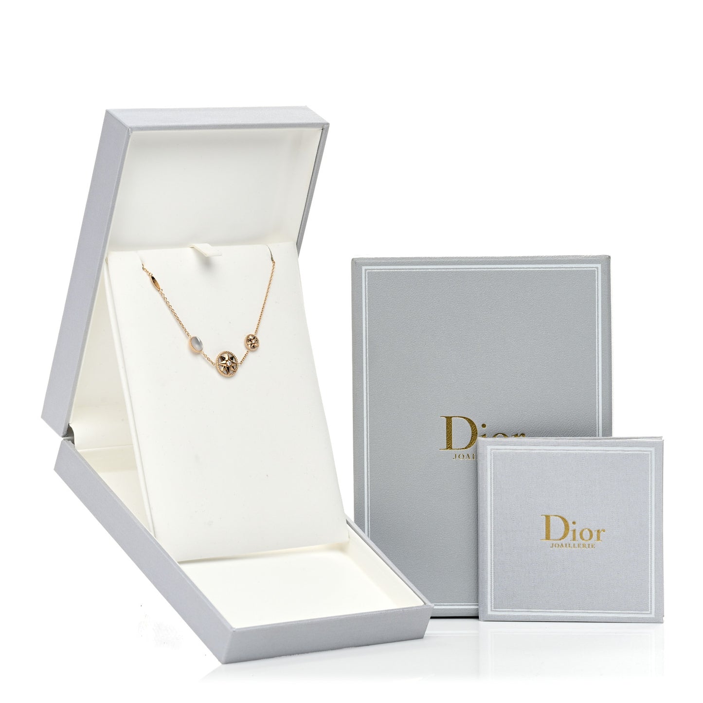 18K Yellow Gold Diamond Mother of Pearl Rose Des Vents 3-Station Bracelet