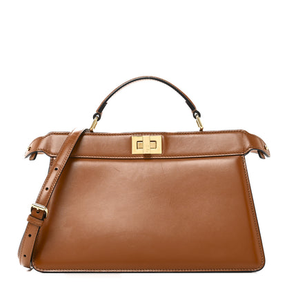 Fendi Vitello King Luxor Shiny Nappa Medium Peekaboo I SEE U East West Satchel Brandy Light Rose 1 of 9