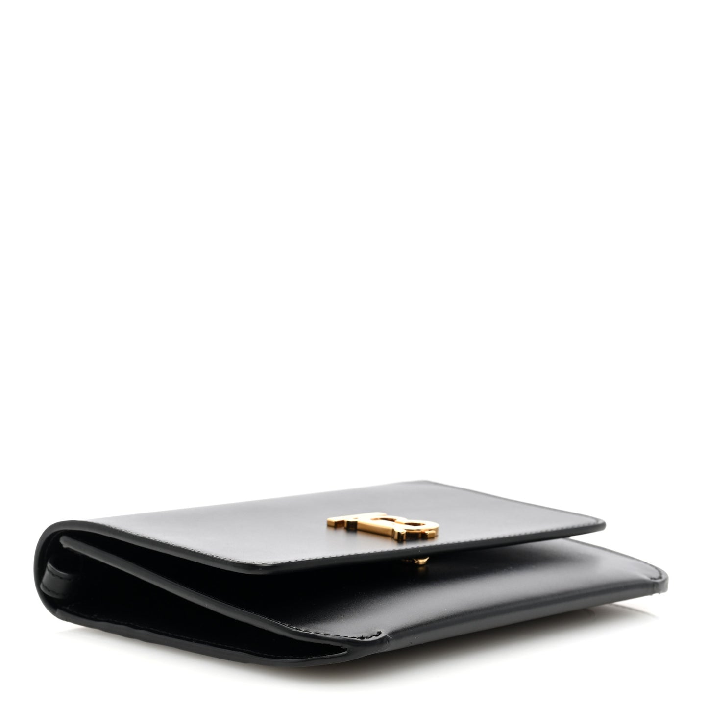 Calfskin Monogram TB Mini Flat Crossbody Bag Black