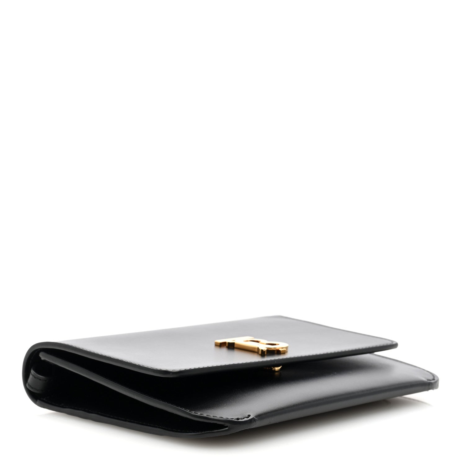 Burberry Calfskin Monogram TB Mini Flat Crossbody Bag Black 4 of 6