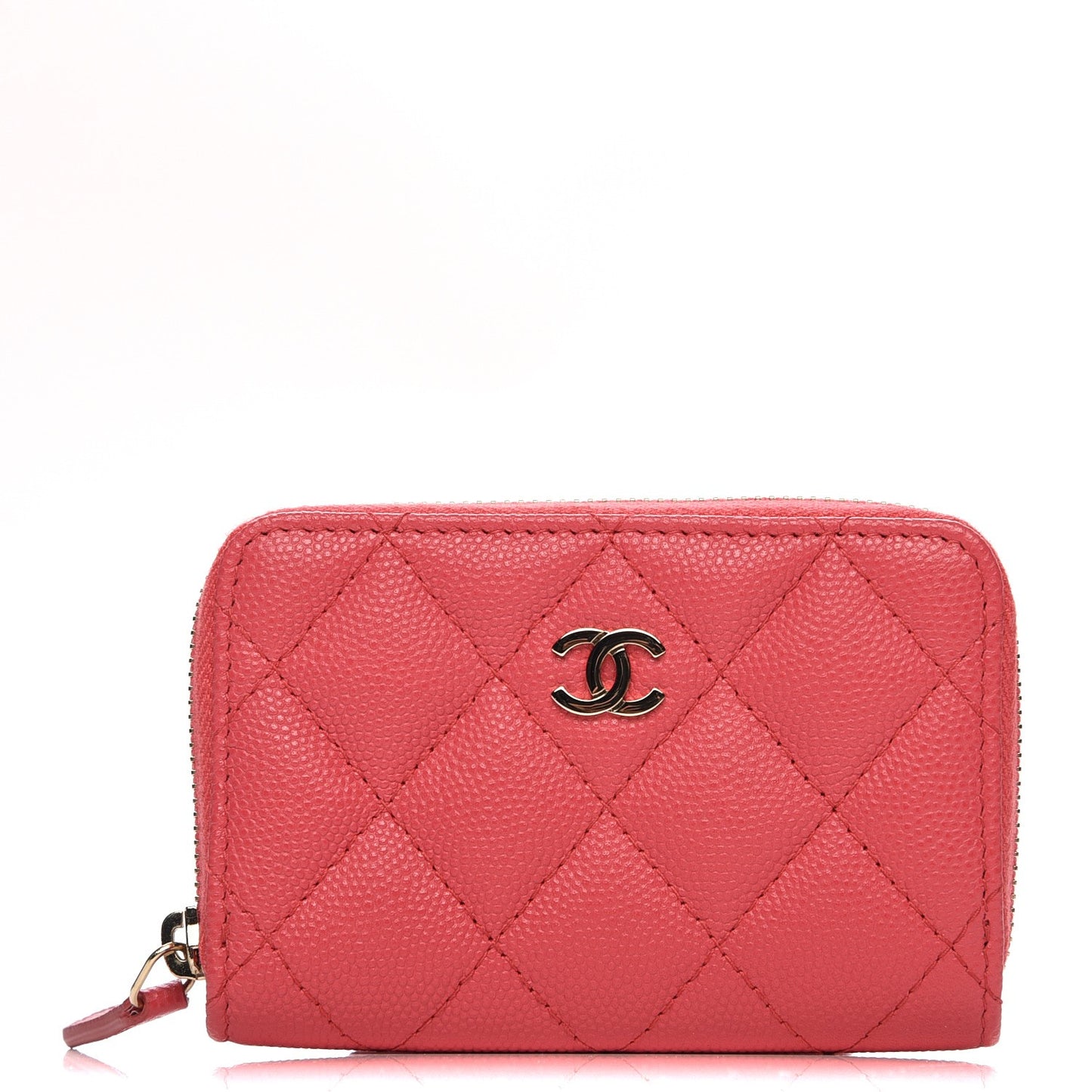 Caviar Quilted Zip Coin Purse Dark Pink