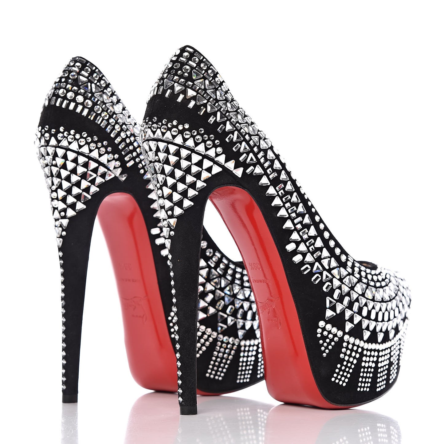 Veau Velour Crystal Decorapump 160 Platform Pumps 39.5 Black