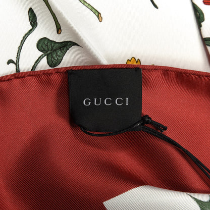 Gucci Silk Twill Flora Square Scarf Ivory Red 3 of 4
