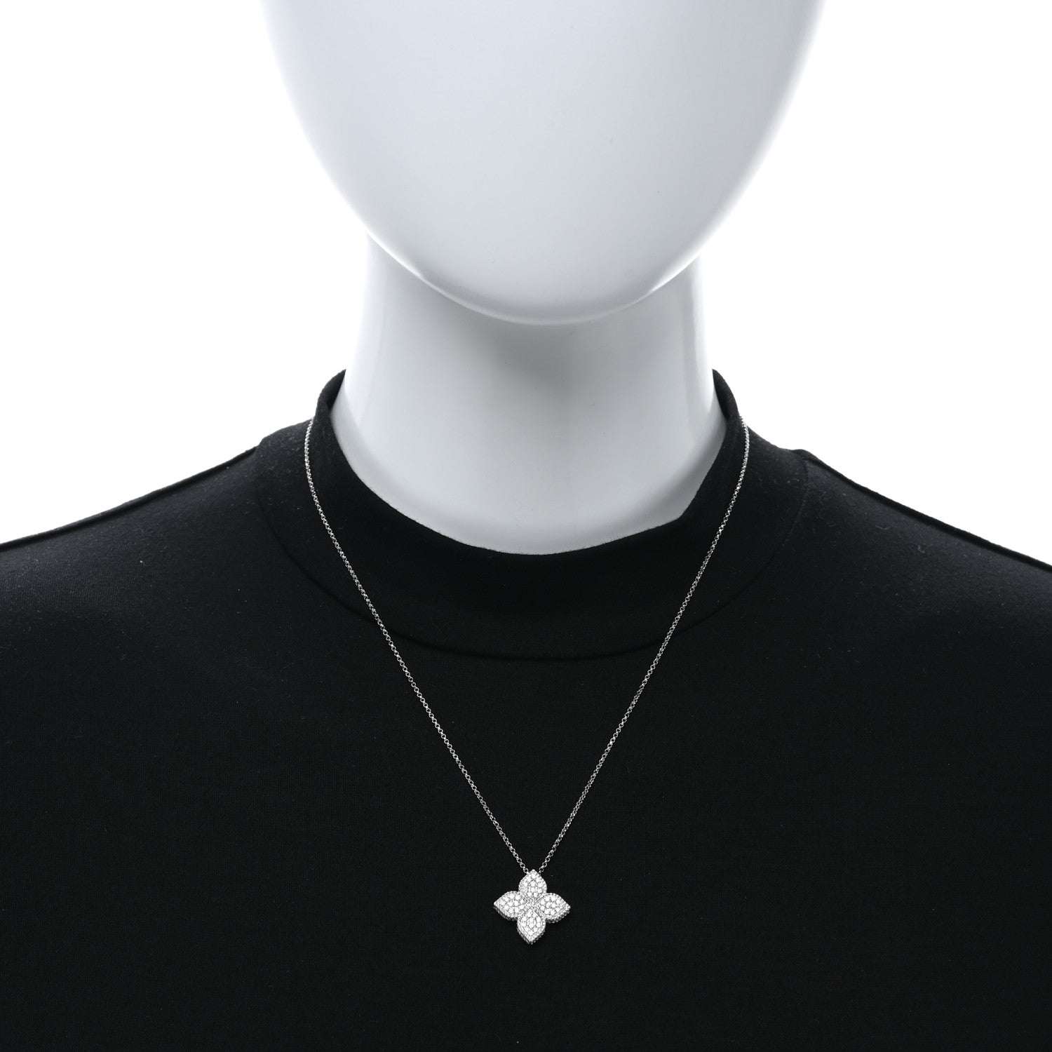 Roberto Coin 18K White Gold Diamond Large Venetian Princess Flower Pendant Necklace 2 of 4