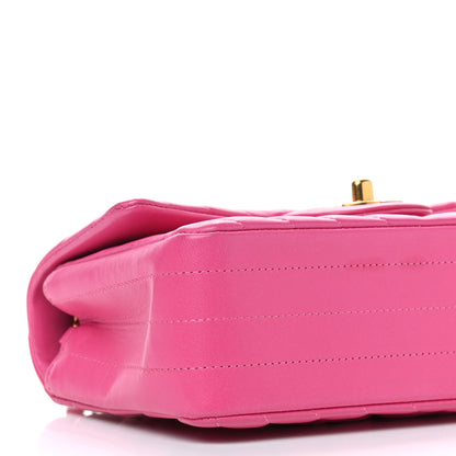 Chanel Lambskin Chevron Quilted Mini Rectangular Flap Dark Pink 8 of 9