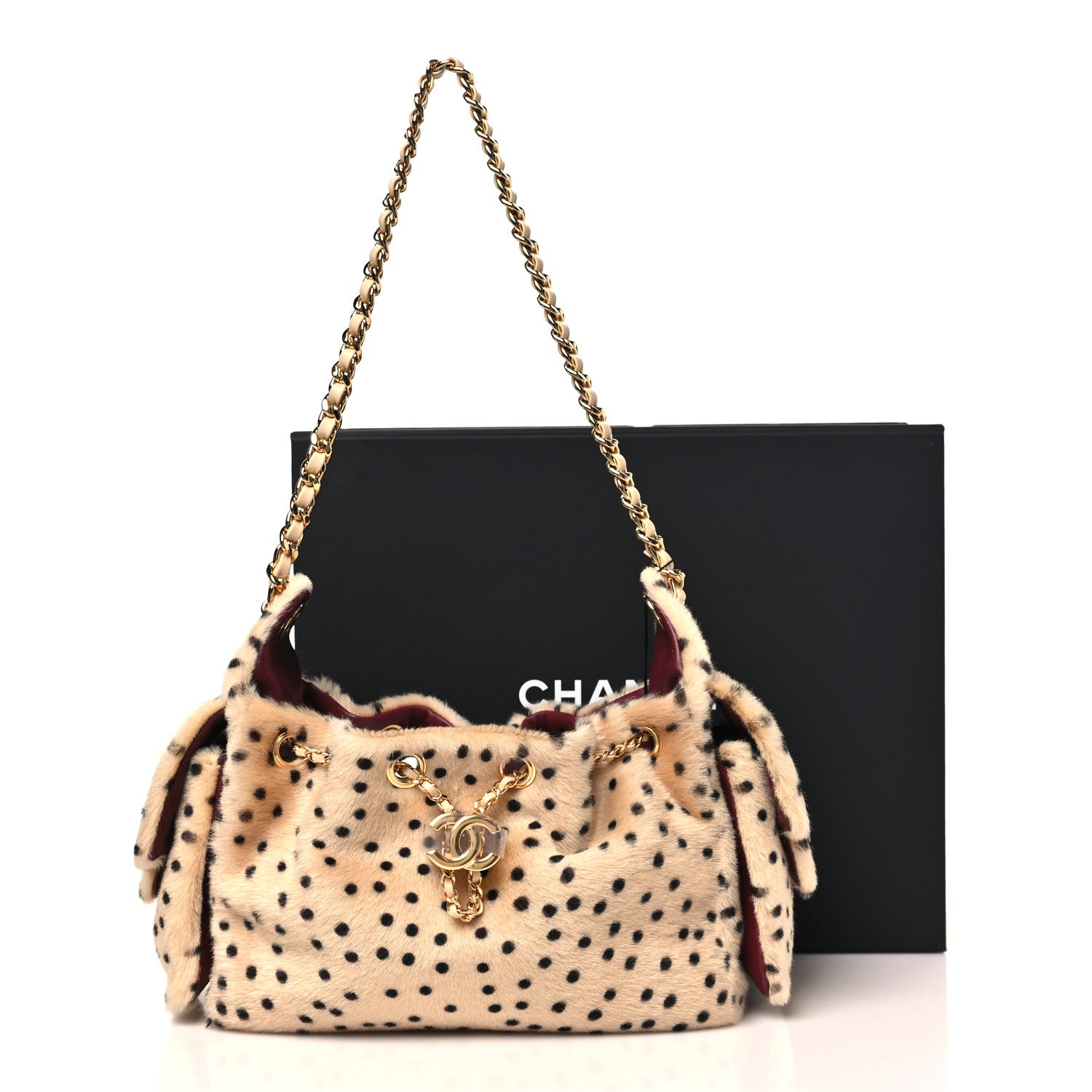 Chanel Pony Hair Mini Chanel 25 Handbag Beige Black 10 of 10