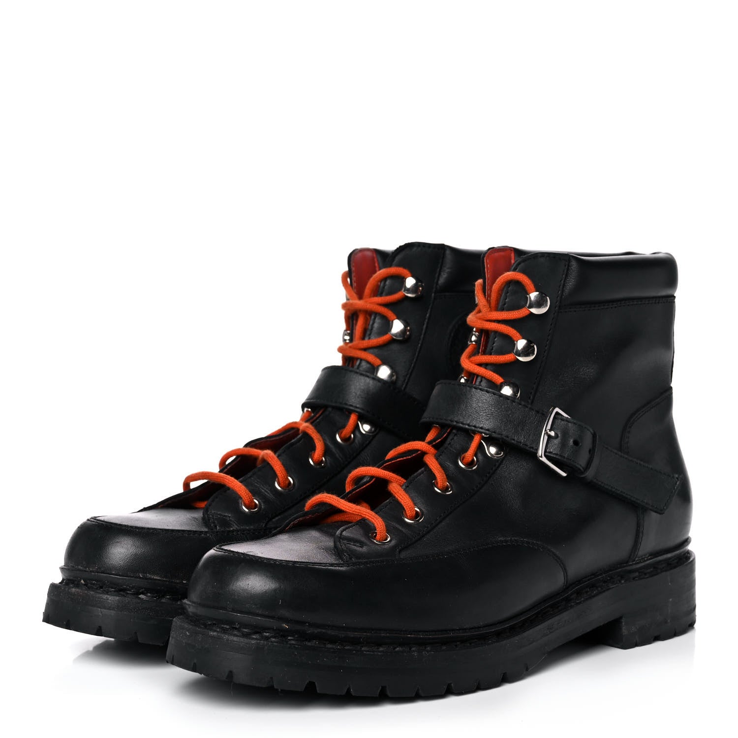 Hermes Calfskin Womens Hiking Boots 38.5 Black 3 of 8