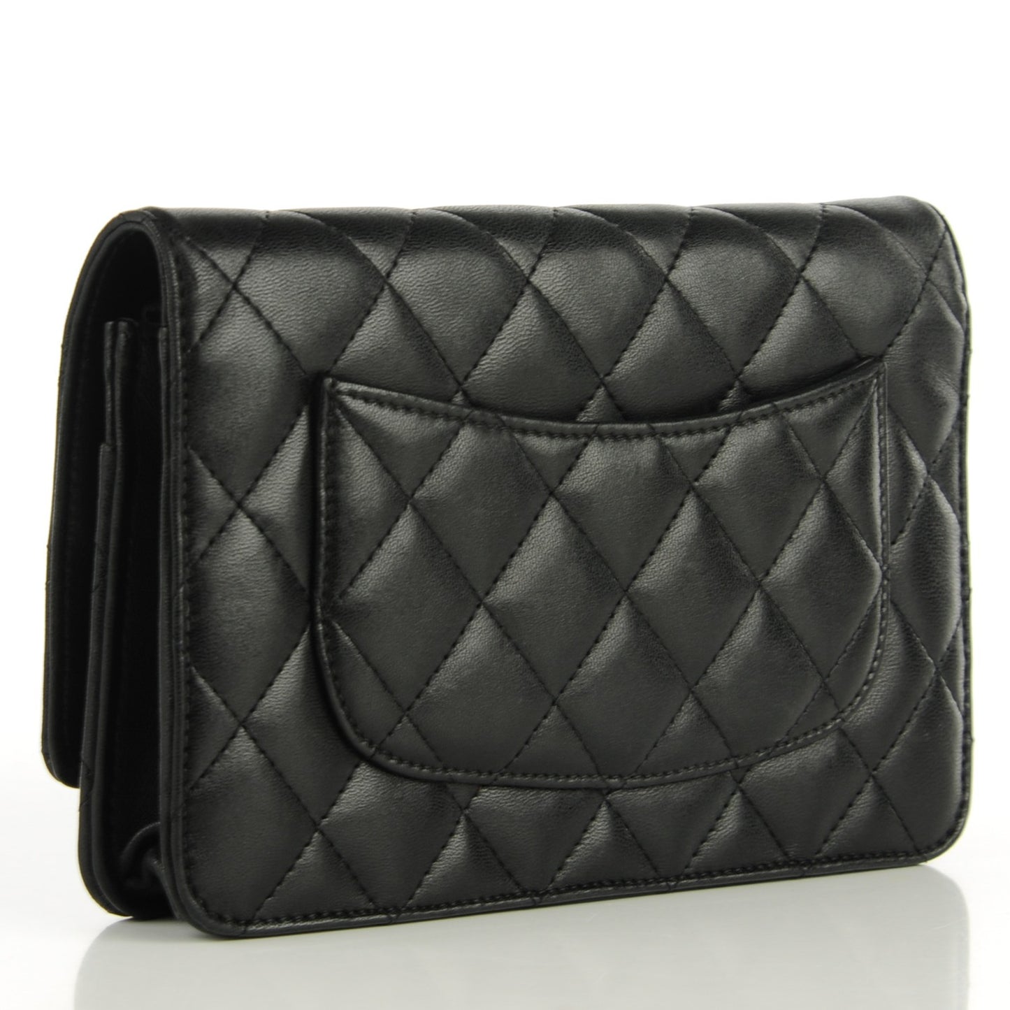Lambskin Quilted Wallet On Chain WOC Black