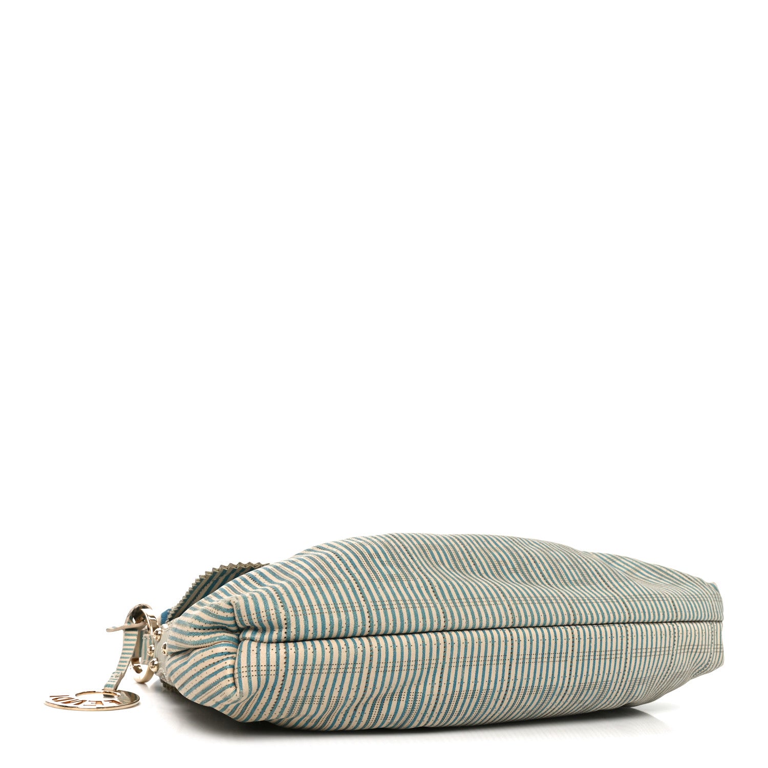 Fendi Vitello Perforated FF Striped Small Chef Bag Blue White 4 of 10