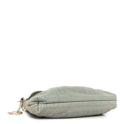 Fendi Vitello Perforated FF Striped Small Chef Bag Blue White 4 of 10