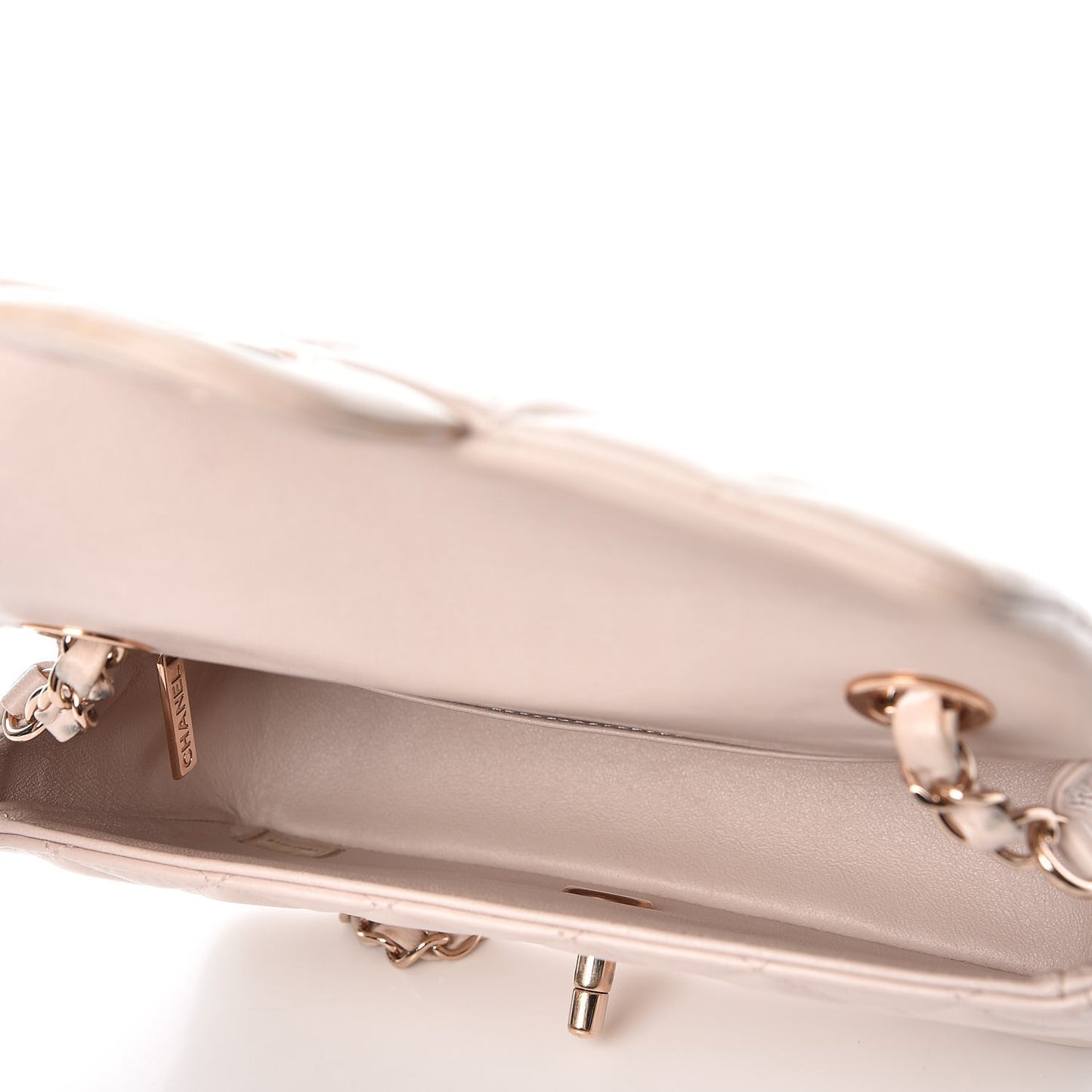 Lambskin Quilted Mini Rectangular Flap Light Pink