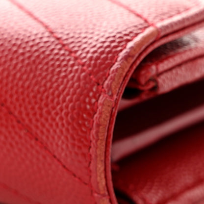 Saint Laurent Grain De Poudre Matelasse Chevron Monogram Flap Wallet Red 11 of 12