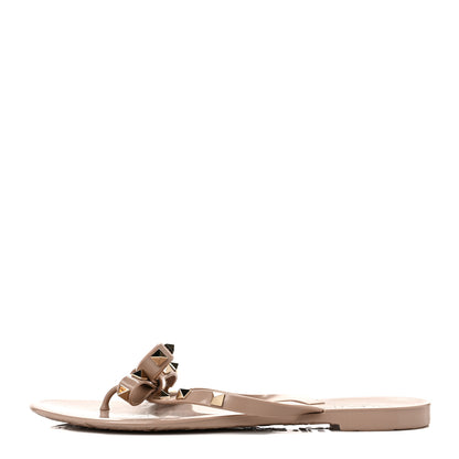 Valentino Garavani PVC Jelly Rockstud Bow Thong Sandals 39 Poudre 1 of 7