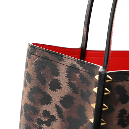 Christian Louboutin Calfskin Empire Leopard Print Spiked Large Cabarock Shopper Tote Brown 10 of 10