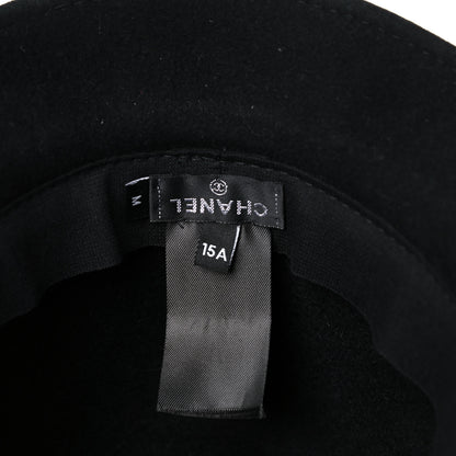 Chanel Felt Fedora Hat M Black 5 of 5