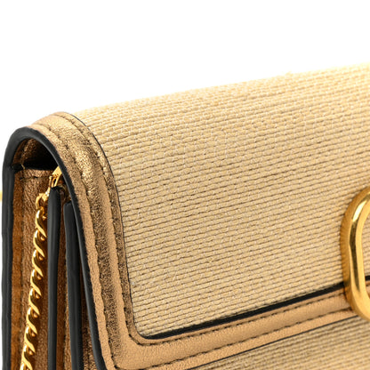 Valentino Garavani Raffia VLogo Wallet on Chain Gold 12 of 12