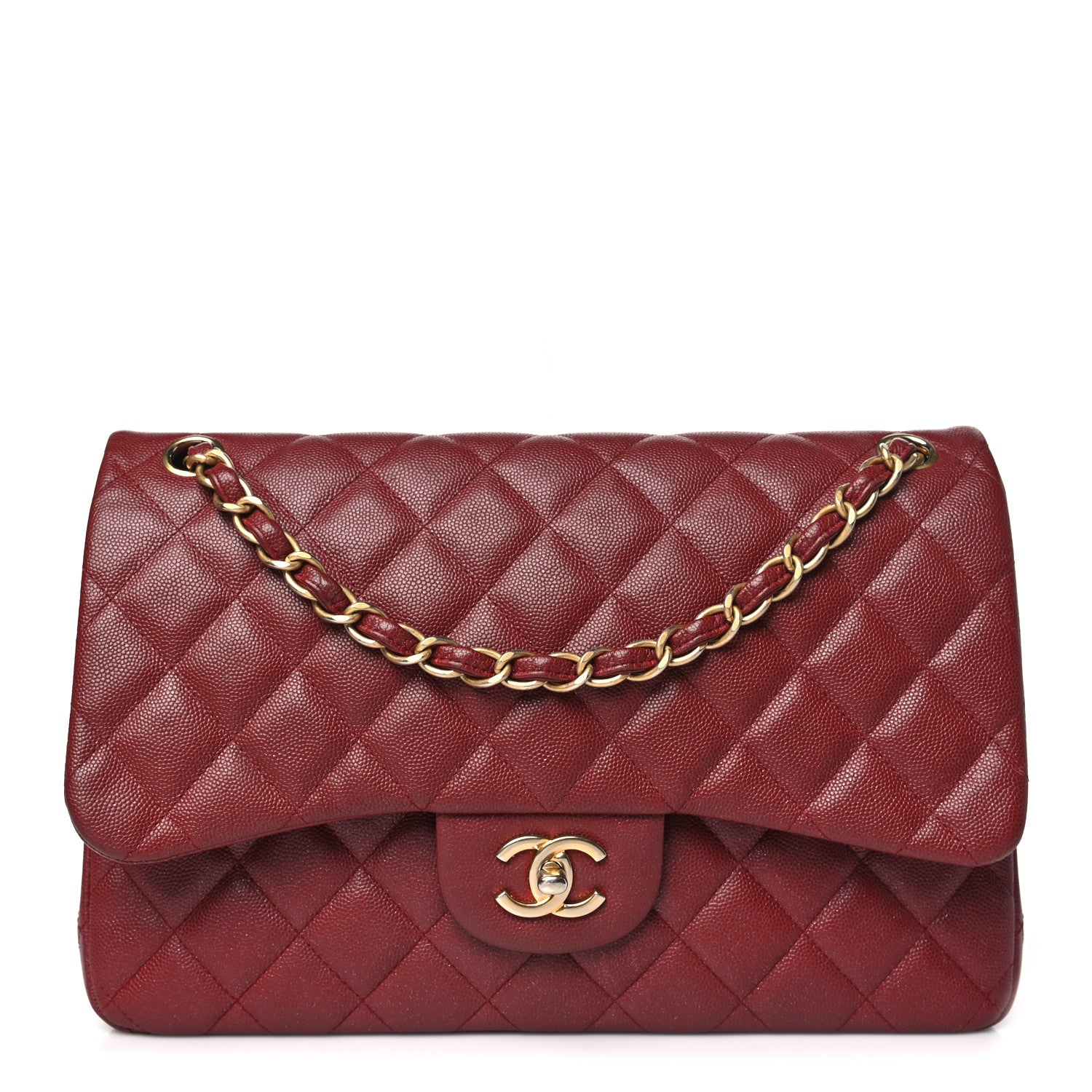 Chanel Iridescent Caviar Quilted Jumbo Double Flap Burgundy 1 of 12