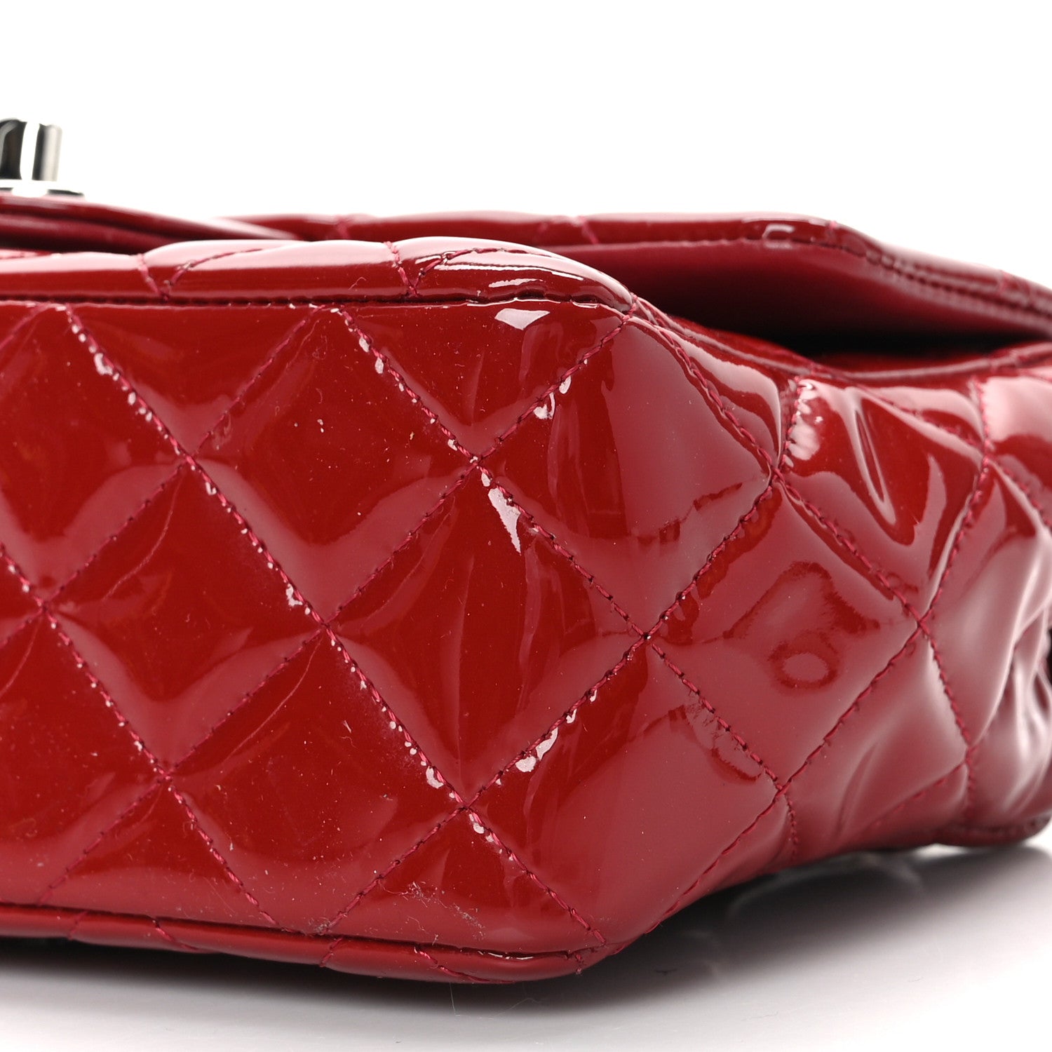 Chanel Patent Calfskin Quilted Mini Rectangular Flap Red 9 of 9