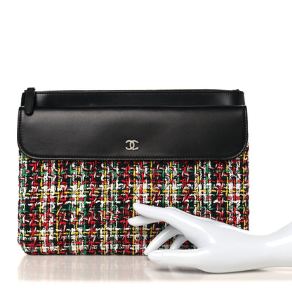 Chanel Tweed Lambskin Quilted Medium Flap Cosmetic Case White Red Black 2 of 10