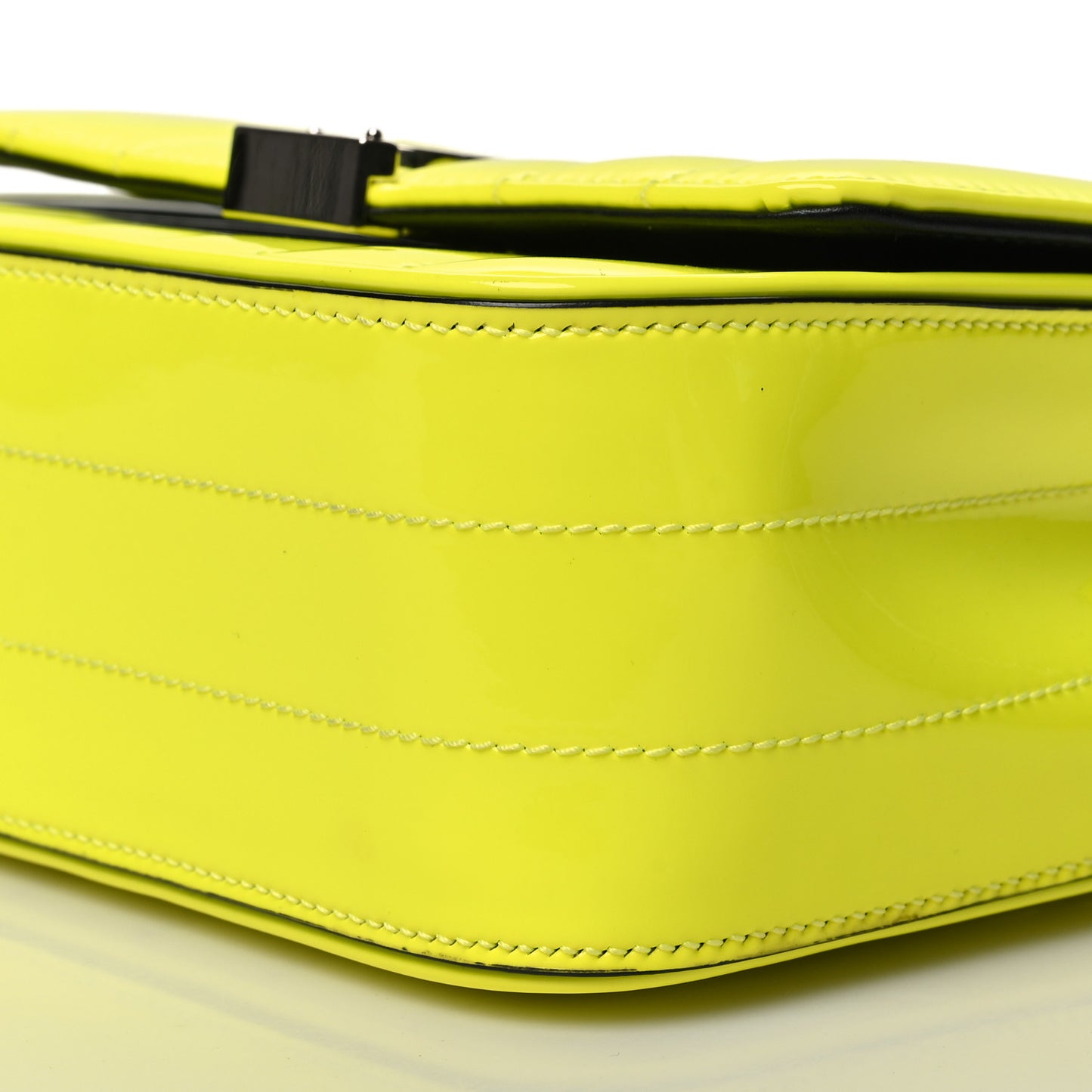 Patent Matelasse Monogram Small Vicky Chain Bag Neon Yellow