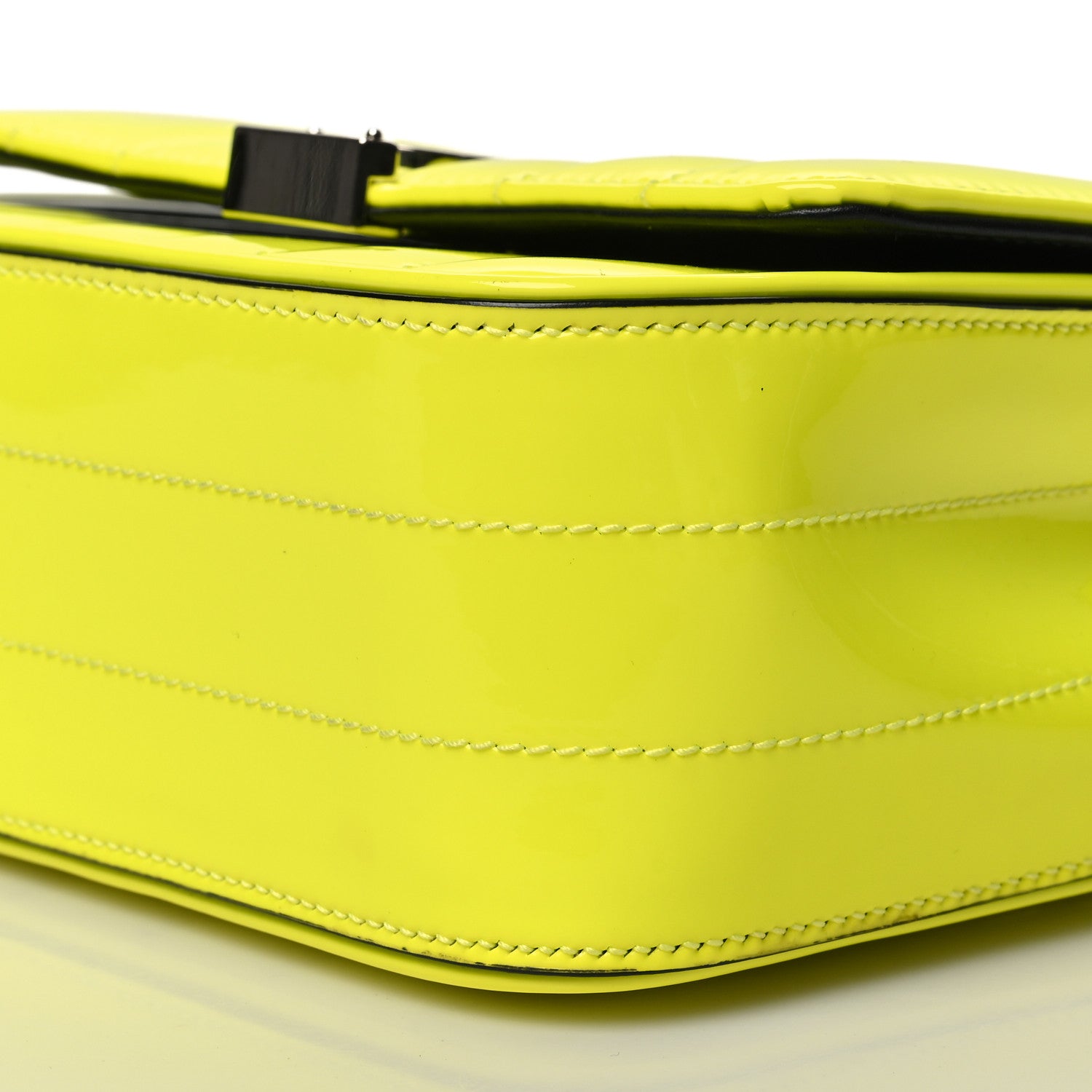 Saint Laurent Patent Matelasse Monogram Small Vicky Chain Bag Neon Yellow 10 of 12