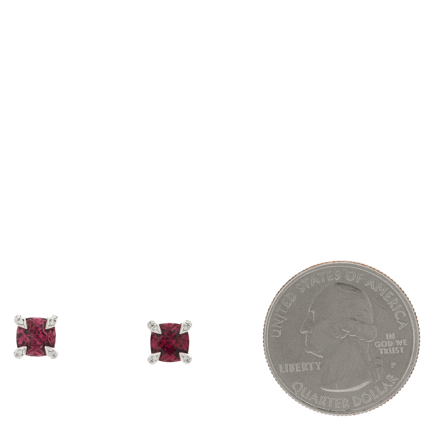 Sterling Silver Diamond Rhodolite Petite Chatelaine Earrings