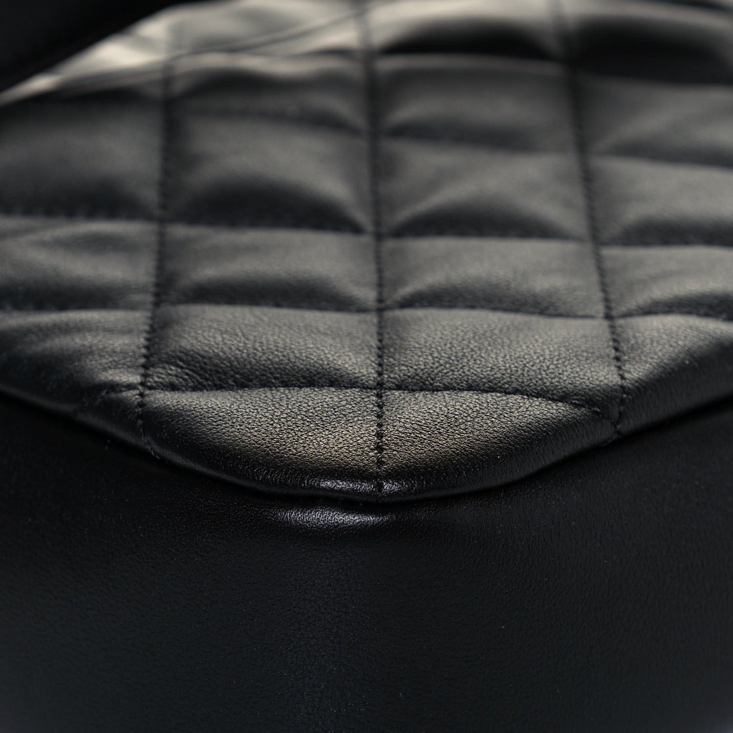Calfskin Quilted Large Camera Case Black