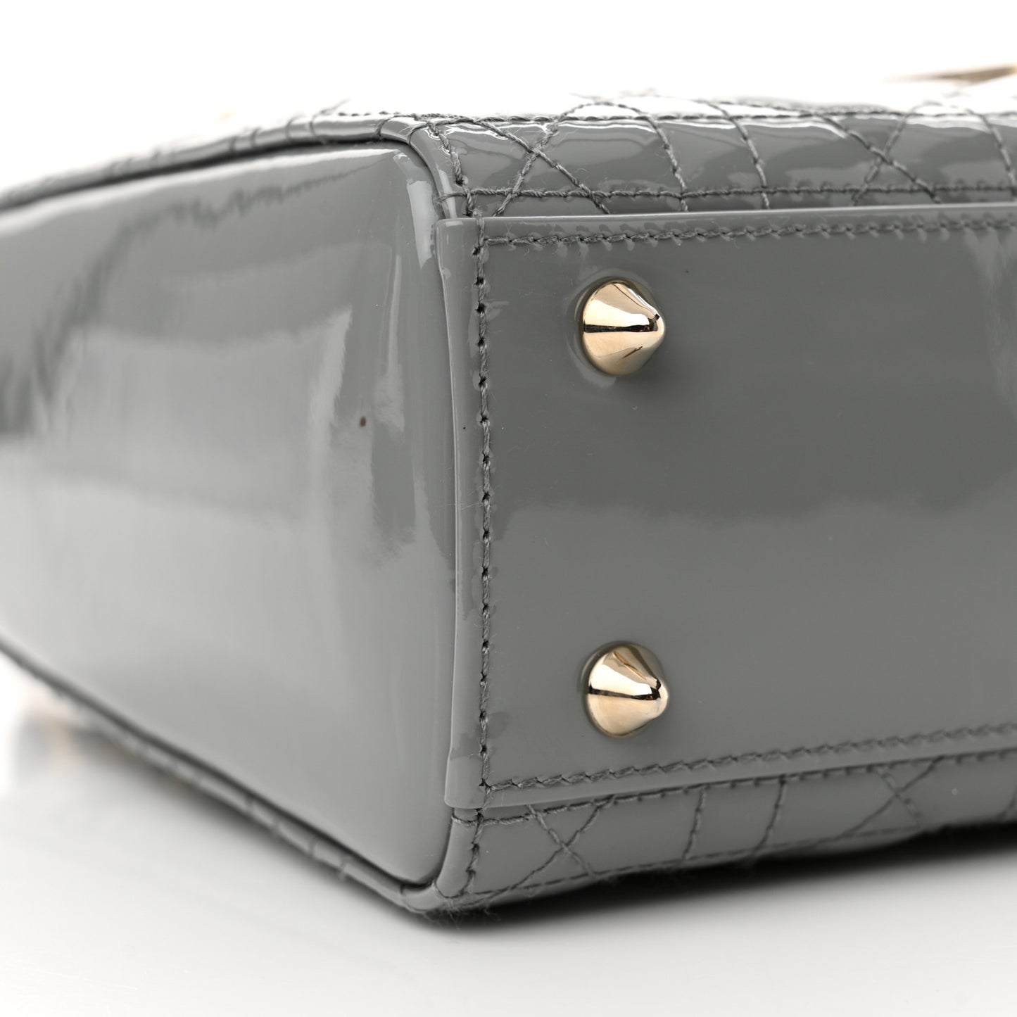 Patent Cannage Small Lady Dior Grey
