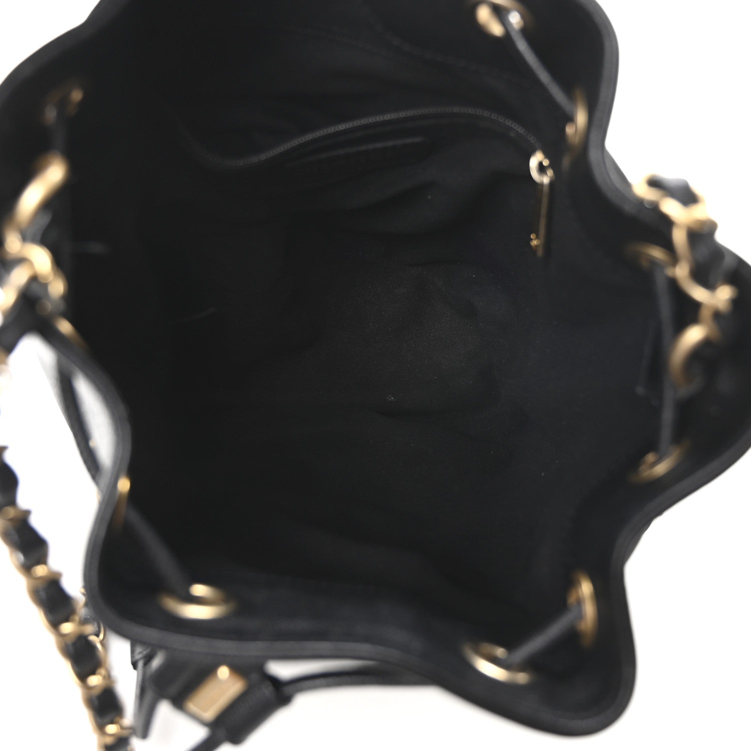 Chanel Caviar Deauville Drawstring Bucket Bag Black 5 of 10