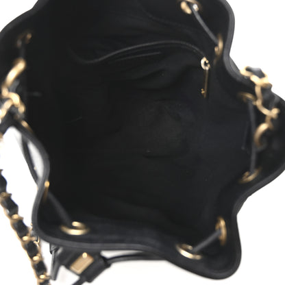 Chanel Caviar Deauville Drawstring Bucket Bag Black 5 of 10