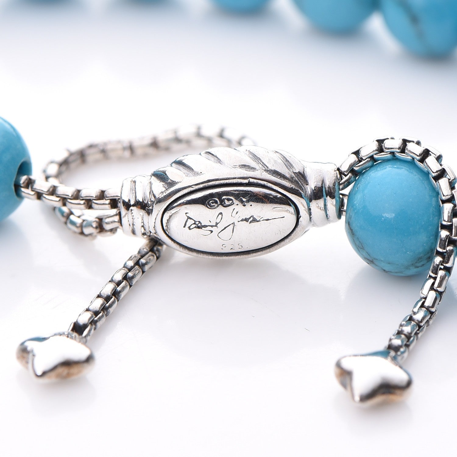 David Yurman Sterling Silver Turquoise 8mm Spiritual Beads Adjustable Bracelet 4 of 5