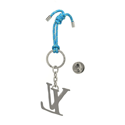 Louis Vuitton Palladium Rope Bag Charm Key Holder Turquoise 2 of 4