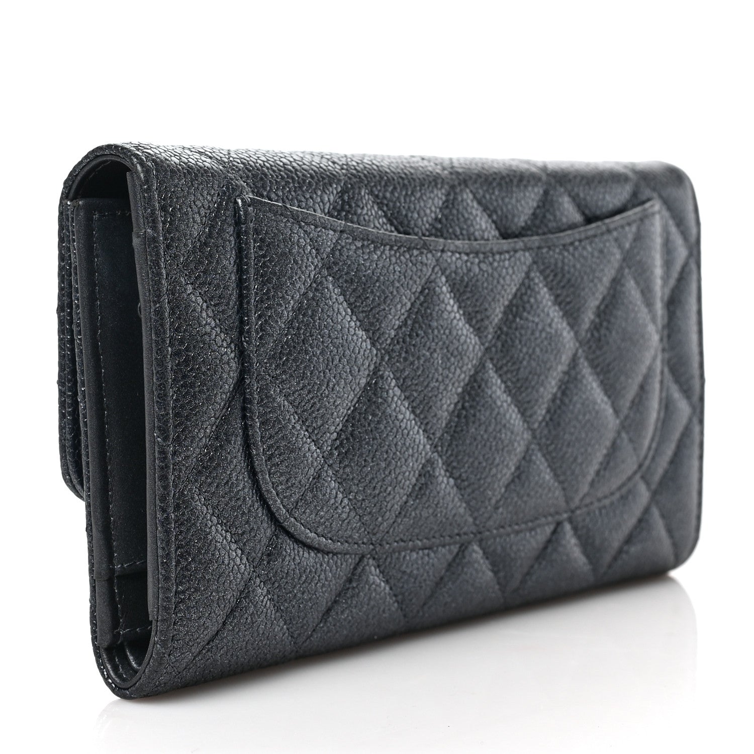 Chanel Iridescent Caviar Quilted Large Gusset Flap Wallet Black 3 of 7