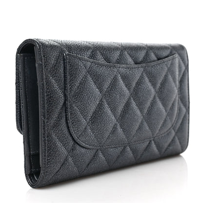 Chanel Iridescent Caviar Quilted Large Gusset Flap Wallet Black 3 of 7