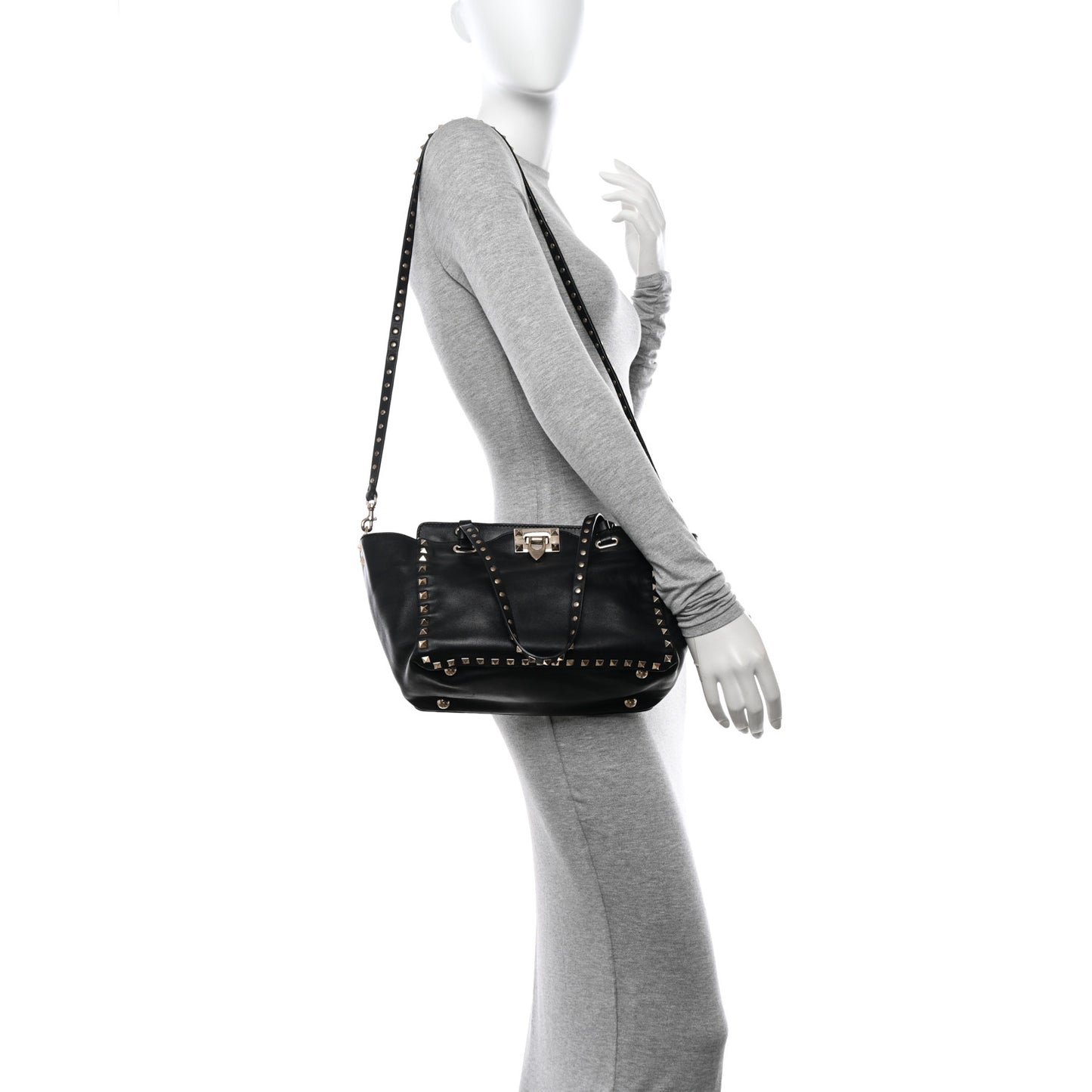 Vitello Small Rockstud Tote Black