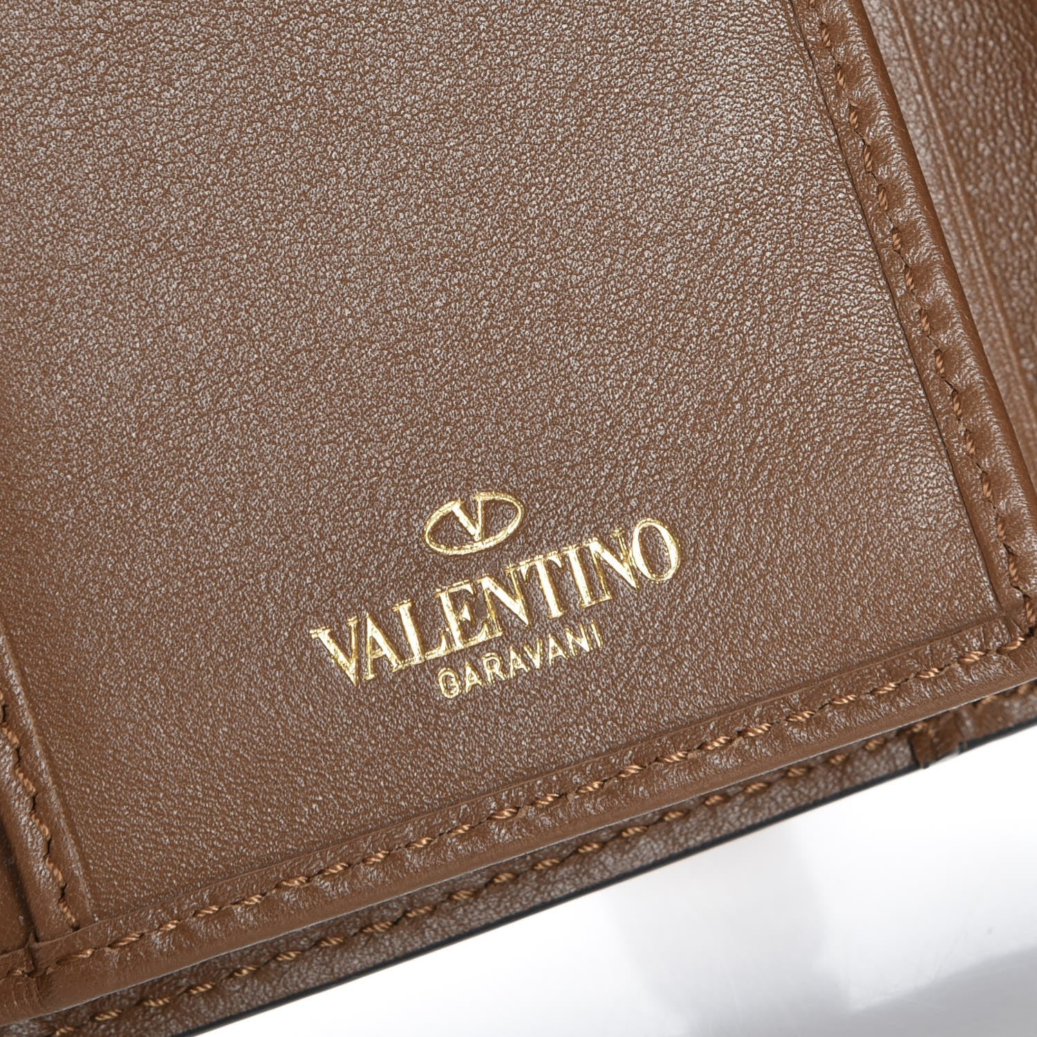 Valentino Garavani Calfskin Rockstud Flap Wallet Brown 7 of 10