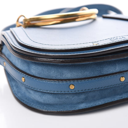 Chloe Calfskin Suede Small Nile Bracelet Bag Vinyl Blue 8 of 10