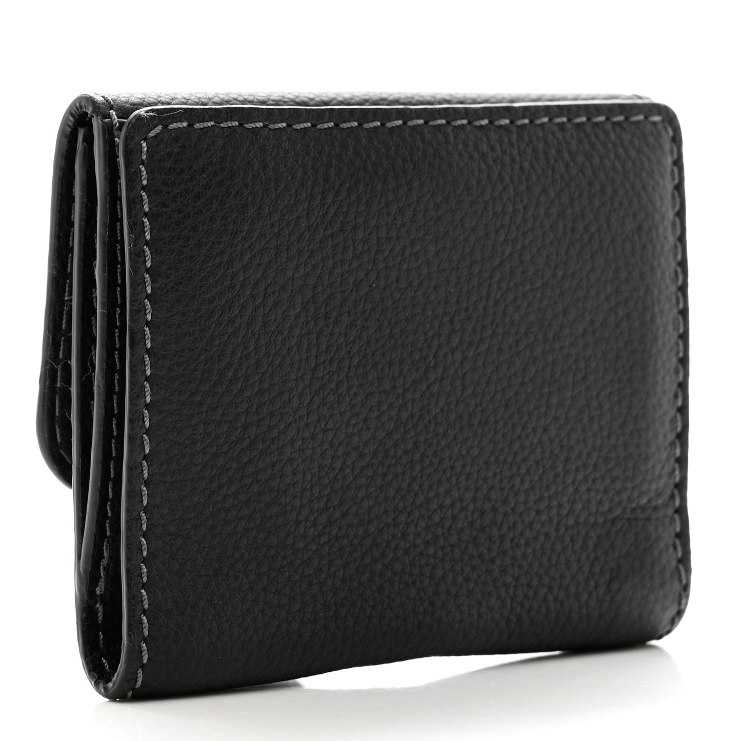 Grained Calfskin Marcie Square Wallet Black