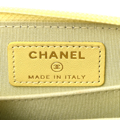 Chanel Lambskin Quilted Zip Around Boy Coin Purse Wallet Yellow 6 of 10