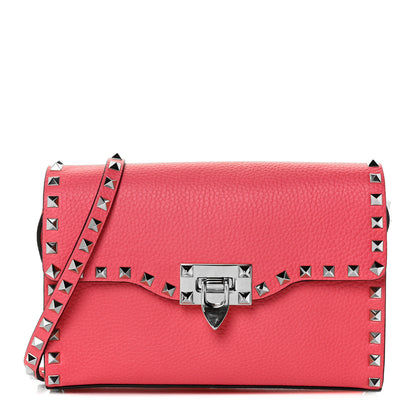 Valentino Garavani Pebbled Calfskin Medium Rockstud Flip Lock Crossbody Bag Pink 1 of 7