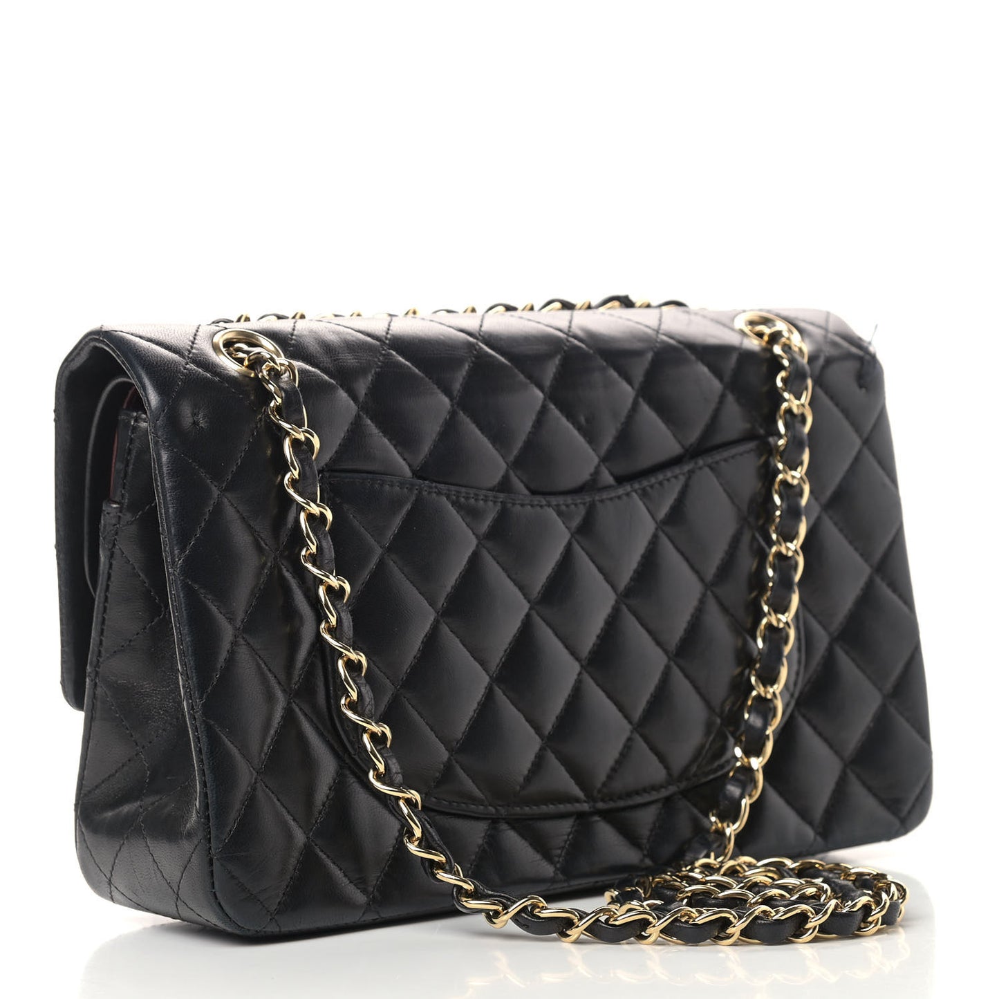 Lambskin Quilted Medium Double Flap Black