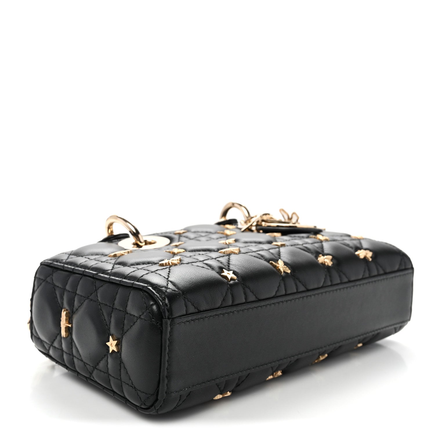 Christian Dior Lambskin Cannage Butterfly Studs Small Lady D-Joy Black 4 of 9