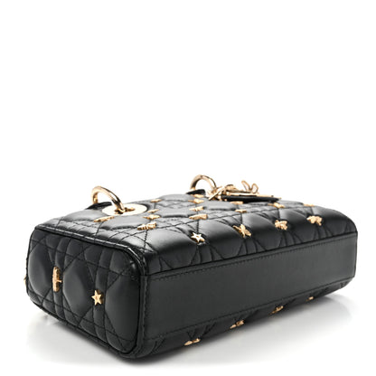 Christian Dior Lambskin Cannage Butterfly Studs Small Lady D-Joy Black 4 of 9