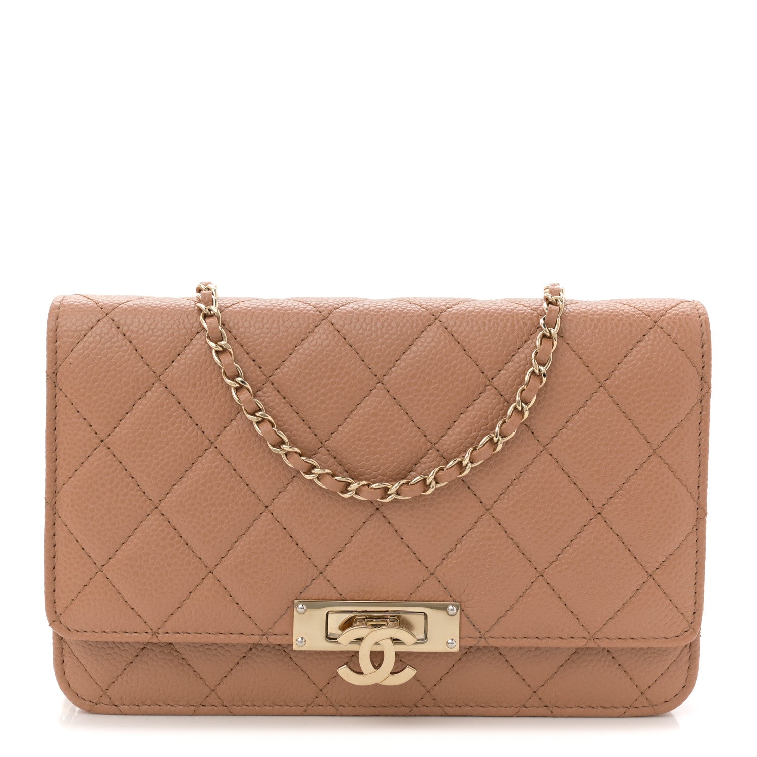 Chanel Caviar Quilted Golden Class Wallet On Chain WOC Beige 1 of 10
