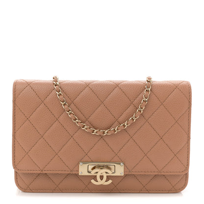 Chanel Caviar Quilted Golden Class Wallet On Chain WOC Beige 1 of 10
