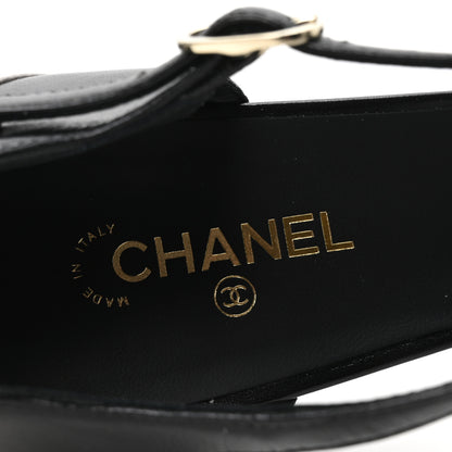 Chanel Lambskin Mary Jane Pumps 39 Black White 8 of 10