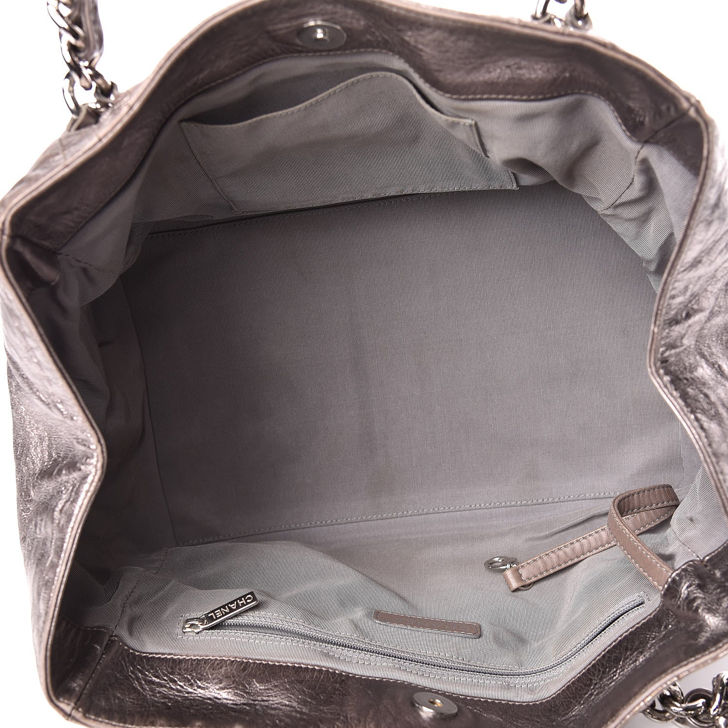 Chanel Metallic Cracked Calfskin Modern Chain Tote Dark Silver 7 of 16